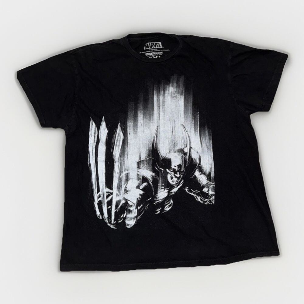 Vintage Marvel Wolverine Slash Graphic T-Shirt Black XL 23x26 X-Men Superhero